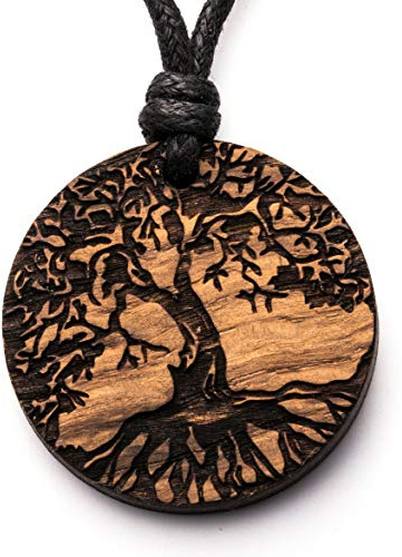 treeforce Albero della vita, salice, albero della vita, collana in legno, collana, portachiavi o ciondolo auto 3 in 1, gioielli fai da te, fatti a mano, sostenibili e vegani in legno, Legno