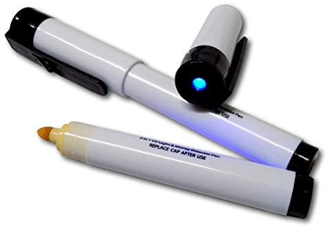 EPOSGEAR® 2 Pack Fake Forged Cash Note Bill Detector Pens - Counterfeit Note Checker Pens With Integrated UV Light