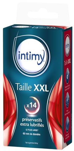 INTIMY - Préservatifs Taille XXL - 14 Unités - Extra Large Lubrifiés Avec Réservoir - Surface Lisse - Latex de Qualité Supérieure - Testés Electroniquement