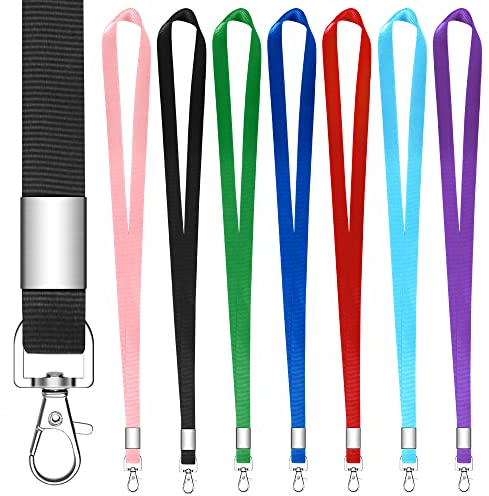 hoinya Schlüsselband Lanyard Umhängeband 7 Stück Schlüsselbänder für Büro, Ausweis, Handy, Schlüsselbänder, Rot, Blau, Schwarz, Himmelblau, Rosa, Lila, Grün