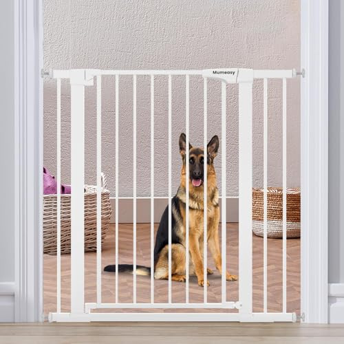 Mumeasy 36 High Extra Tall Dog Gate, 29.6-40.5 Wide Pressure Mounted Tall Baby Gate for Dog, Auto Close Pet Gate with Door for Stairs,Doorways,House,White