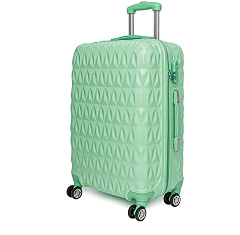 CMY Cabin Suitcase Super Lightweight Durable ABS Carry on Suitcase with 4 Dual Spinner Wheels and Built-in 3 Digit Combination Lock Ideal Travel Bag & Luggage Sets (Green, 20 inches)