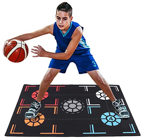Asixxsix Almohadilla de Paso de Baloncesto, Almohadilla de Entrenamiento de Baloncesto Plegable de Goma de 2 mm para driblar Juegos silenciosos Accesorios para niños y Adolescentes