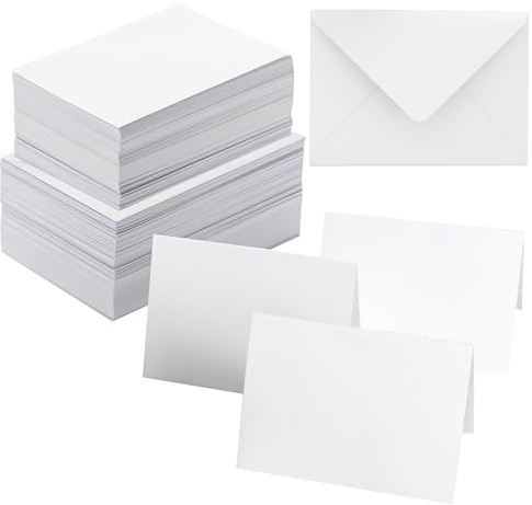 50-pack tomma kort och kuvert 12 x 18 cm, vita kort med kuvert bulkbrevpapper gratulationskort, tomma anteckningskort med kuvert för gör-det-själv-korttillverkning, jul, födelsedag