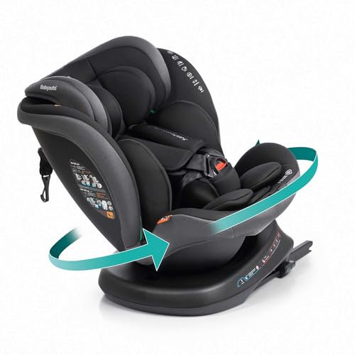 BABYAUTO - Seggiolino auto RODIA PLUS GR. 0+/1/2/3-40 - 150 cm - Età: dalla nascita ai 12 anni - 0-36 kg - A contramarcia fino a 18 kg - Girevole - ISOFIX- Top Tether (STONE GREY)