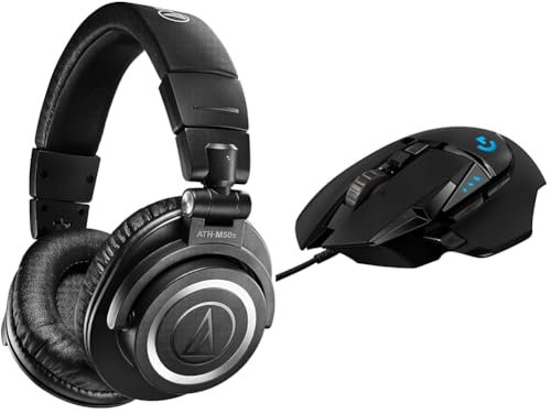 Audio-Technica M50xBT2 Wireless Headphone Black & Logitech G G502 HERO High Performance Wired Gaming Mouse, HERO 25K Sensor, 25,600 DPI, RGB