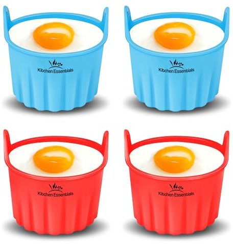 Air Fryer Baking Ramekins – Premium Food-Grade Silicone Mould Cups – Medium Size, Easy Release Nonstick Bakeware Set, 4-Pack for Eggs, Muffins, Cupcakes, Puddings, Tarts, Custards, and More!