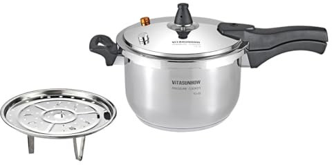 VITASUNHOW Stainless Steel Pressure Cooker 9L Fast Cooking Induction Compatible Even Heat Safe for Home Kitchen Camping Soup Meat Meal Prep (9 Litre)