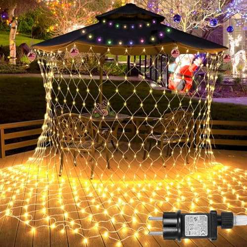 Laybasic Lichternetz Außen 6x4m, 660 LEDs Lichterkette Netz Weihnachtsbeleuchtung, IP44 Wasserdicht, mit Timer 8 Leuchtmodi, für Garten Büsche Innen Balkon Deko, Warmweiß