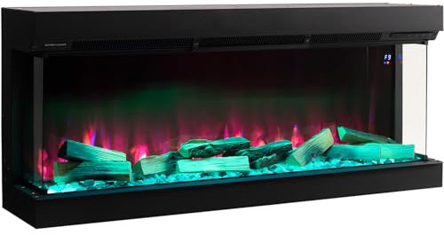 INMOZATA Electric Fireplace 60''/150cm Insert Media Wall Fire with Multi Flame Effect and LED Backlight, 7day Programmable, Sound Effects, Remote&APP Control