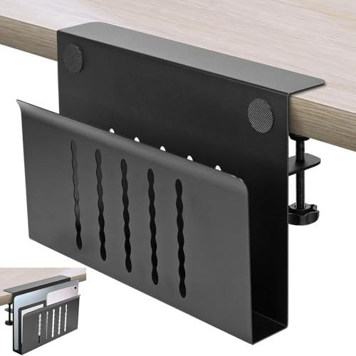 Soporte lateral de escritorio para laptop, soporte vertical de aleación de aluminio, organizador de escritorio multifuncional, soporte de almacenamiento lateral portátil para escritorio