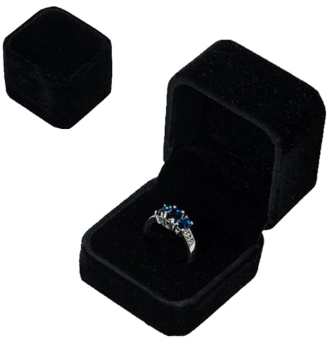 Copbopwn Velvet Ring Box Engagement Ring Boxes for Jewellery Wedding Ring Box Wedding Day Gifts Earring Gift Boxes for Proposal Engagement Ceremony Women Men Black
