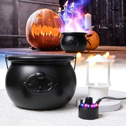 BrightArk DC24V Ultrasons RGB Maker Fogger avec Chaudière 20CM pour Décorations d'halloween à l'intérieur, Mini Machine Brouillard Décoration d'halloween en Plein air, Maison, Table, Cuisine, Chambre