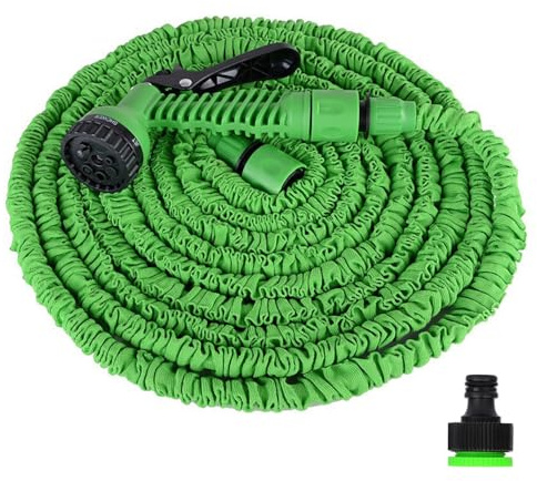 Manguera mágica flexible expandible antifugas, manguera de jardín elástica 3 veces pequeña manguera de agua mágica con boquilla de pulverización de 7 funciones (50 pies)