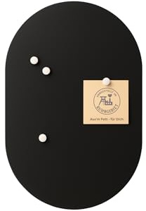 BEHE Metall Magnettafel Modern,40 x 60 cm, MetalBoard Memoboard für alle Magnete, Magnetpinnwand für Notizen & Fotos - Made in Germany (Oval, schwarz)