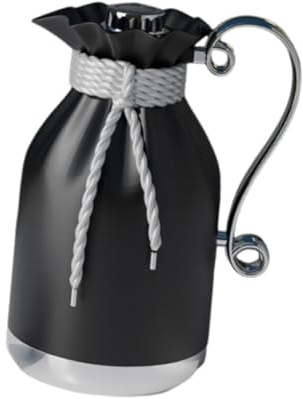 Oshhni Caraffa per caffè, teiera, 33, Isolamento Termico, brocca, Borraccia, bollitore in Vetro, pentola araba per riunioni domestiche, Viaggi, Vacanze, Nero