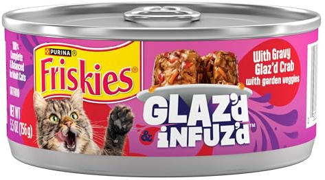Purina Friskies Glaz’d and Infuz’d with Gravy Glaz’d Crab Flavored Wet Food for Cats - 5.5 Ounce (Pack of 24)