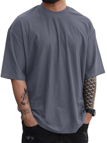 LAOARA T Shirt Oversize Homme Tee Manches Courtes Sport Col Rond Gym Tshirt Eté Légére T-Shirts M-3XL