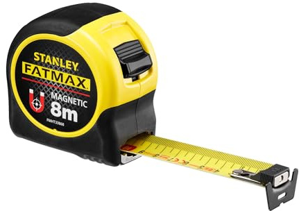 STANLEY FATMAX Flexómetro Blade Armor Classic Magnético 8m, Cinta Ancha 32mm, Blindaje Termoplástico y Recubrimiento Mylar, Anti Abrasión y Corrosión, ‎FMHT0-33868
