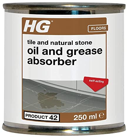HG Tile and Natural Stone Oil and Grease Absorber 42, Removes Oily & Greasy Stains, for Stone & Porous Stone-Like Surfaces, Indoors or Outdoors, Safe & Effective for All Floors – 250ml (470030106)