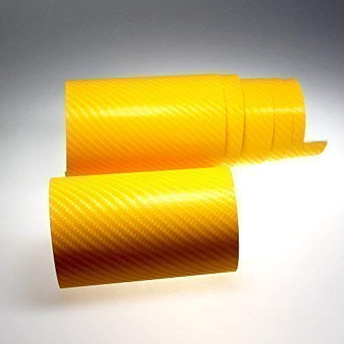 TipTopCarbon 8,55€/m² Autofolie 4D Carbon gelb 152cm breit BLASENFREI mit Luftkanäle 3D Flex Selbstklebende Folie Auto folierung