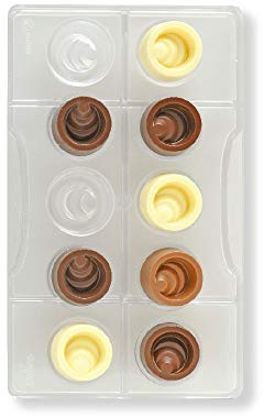 Decora 0050124 Stampo Professionale Cioccolatino Cerchi concentrici, 10 cavità, ø 30 x h 15 Mm, In Policarbonato, Ideale per Realizzare Cioccolatini Lucidi e Croccanti, Design Professionale, Made in Italy