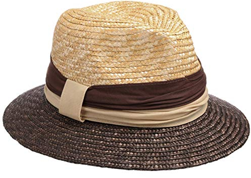 McBURN Karla Twotone Strohhut Damenhut Sonnenhut Sommerhut Damen - Made in Italy Winter Herbst-Winter Frühling-Sommer - One Size Natur-braun