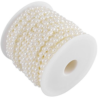 25M Pearl Chain Beaded String Delicate Beading for Knotted Beige