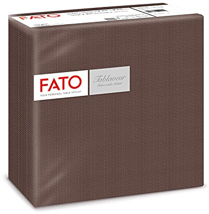 Fato - Serviettes en papier sec, Airlaid, effet textile, paquet de 50 serviettes, Format 40x40 pliées en 4, Décor Teinte Chocolat
