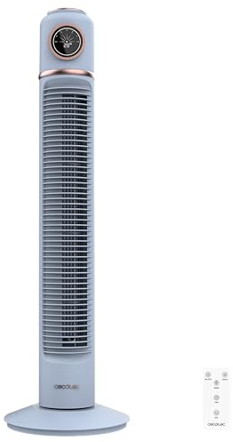 Cecotec Ventilador de torre EnergySilence 320 Max Skyline Retro Smart Blue de 32, 40W, LED display, Control táctil y remoto, 3 Velocidades, 3 Modos, Temporizador 12 horas y Oscilación 72ª