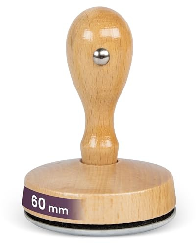 Custom Wooden Stamp – Personalised with Logo or Text, 7 Sizes (Round & Square) – Durable Rubber Stamp for Business, Office, Craft & Branding (60mm)