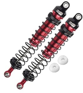 Aluminum 6061-T6 Rear Adjustable Spring Dampers (122mm) for Losi 1/10 Rock Rey 4WD Rock Racer LOS03009 Upgrades - Red