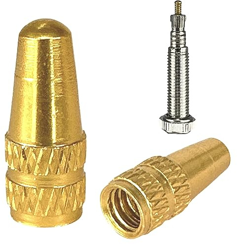 Fantic26 Lot de 2 bouchons de valve de vélo en aluminium SV Presta/Valve française pour I MTB I Ebike I Vélo de course I Gravel 1 paire (2 pièces) (doré)