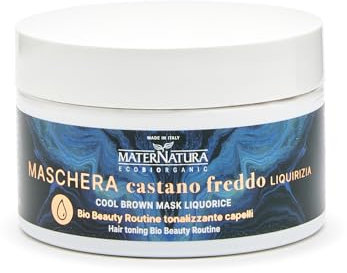 Maternatura, Maschera Castano Freddo Liquirizia, Maschera Tonalizzante Ideale per Sfumature Fredde, Bio Beauty Routine Tonalizzante Castano Freddo - 200 ml