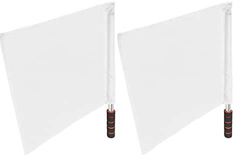 JOROBURO Lot de 2 Drapeaux D'arbitre de Sport, Drapeau à Main en Acier Inoxydable, Drapeaux de Signaux Rouges, Poignée en éponge, Drapeaux de Juge de Ligne Spéciaux de Patrouille, Drapeau de(Blanc)