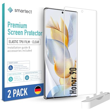 smartect TPU Protecteur d'écran [2 Pièces, Clear] pour Honor 90, Couvre tout l'écran, Installation sans Bulles, Protection Anti-Traces de Doigts