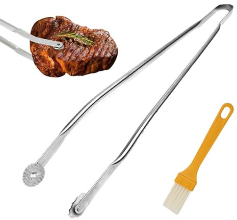 40 Cm Pince A Barbecue A Roulette, Pinces En Métal Pour Barbecue, Pince Barbecue Longue, Pince Retourne Saucisse, Pince Cuisine Inox, Pinces À Steak Polyvalentes, Pince A Barbecue