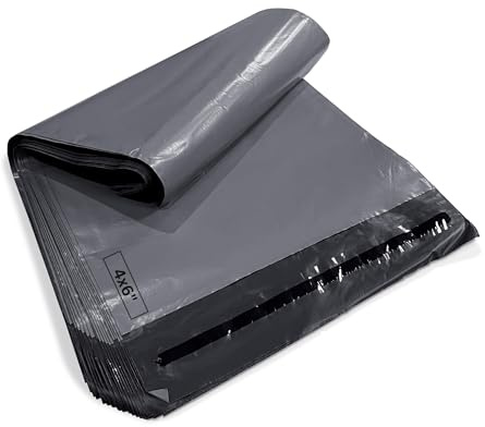 JeeJaan® 100 Grey Parcel Bags 4 x 6 (102 x 152mm) Strong Poly Mailer Small Postage Mailing Bags Courier Shipping Postal Bags - Posting Packing Mobile Accessories