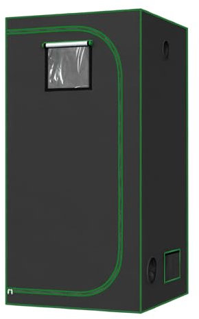 WOLTU Tente de Culture Hydroponique 100x100x200cm, Chambre de Culture avec Fenêtre d'Observation, Petite Serre Intérieure, pour Plantes, Fleurs, Légumes à Domicile, en Mylar Réfléchissant + Noir