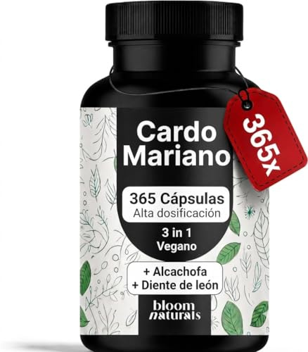 Cardo Mariano Alcachofa y Diente de Leon Complejo - 365 Cápsulas Veganas - Complejo Vegetal 3 en 1 con Silimarina - Producido en Alemania - Cardo Mariano Capsulas