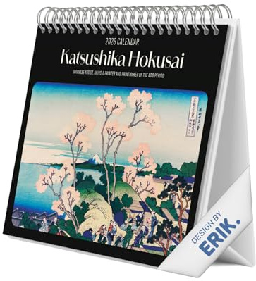 Grupo Erik Calendario sobremesa 2026 Hokusai - Almanaque de mesa 2026 Con espacio para Anotar, Vista Mensual global, Ilustraciones y Base resistente (19,5 x 16,5cm)