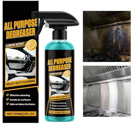 FVPKYUR Mycket effektiv rengöring för fettlösare | 2 x 120 ml universalspray | fettlösare spray, för spis, ugn, matlagning, diskbänk, skåp, hus och bil för fläckborttagning