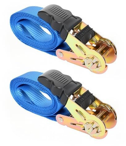 Ratchet Straps Tie Down Straps Retractable Ratchet Straps Heavy Duty 2.5M x 25MM Ratchet Strap Rachet Straps Set with Hook for Motorcycle Car Trailer Household 2Pcs