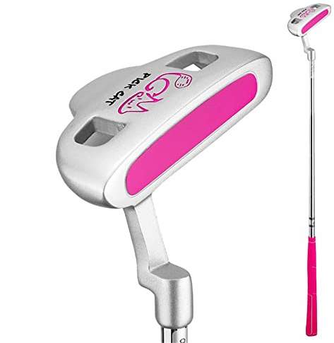 Kids Golf Putters Right Handed Stainless Steel Children Boys Girls Beginners Practice Coach Teaching Golf Push Rod Club (Pink,age 9-12)