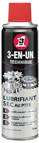 3-EN-UN Lubrifiant Sec au PTFE Aérosol, Transparent, Paquet de 1