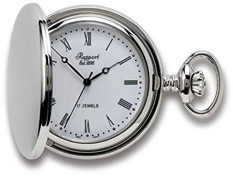 Rapport vintage fickur med kedja klassisk Oxford jägare fodral fickur