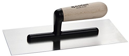 Llana para microcemento | Fabricada en acero al carbono | Medidas: 280 x 120 x 0,4 mm | Mango de madera