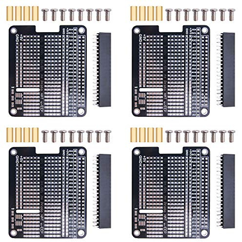 GeeekPi 4X Prototype Breakout DIY Breadboard PCB Shield Board Kit for Raspberry Pi 4 3 2 B+ A+ (Black)