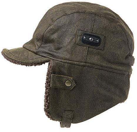 Comhats gorro de invierno cálido para hombres de cuero sintético Sombrero unisex de piloto gorro de pelo gorro para adultos hombres, M