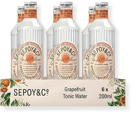 SEPOY & CO. Spiced Grapefruit Tonic Water - 6 x 200ml | Low Calorie, Less Sugar | Pure Himalayan Water & 100% Natural Ingredients | Premium Gin & Tonic Mixer